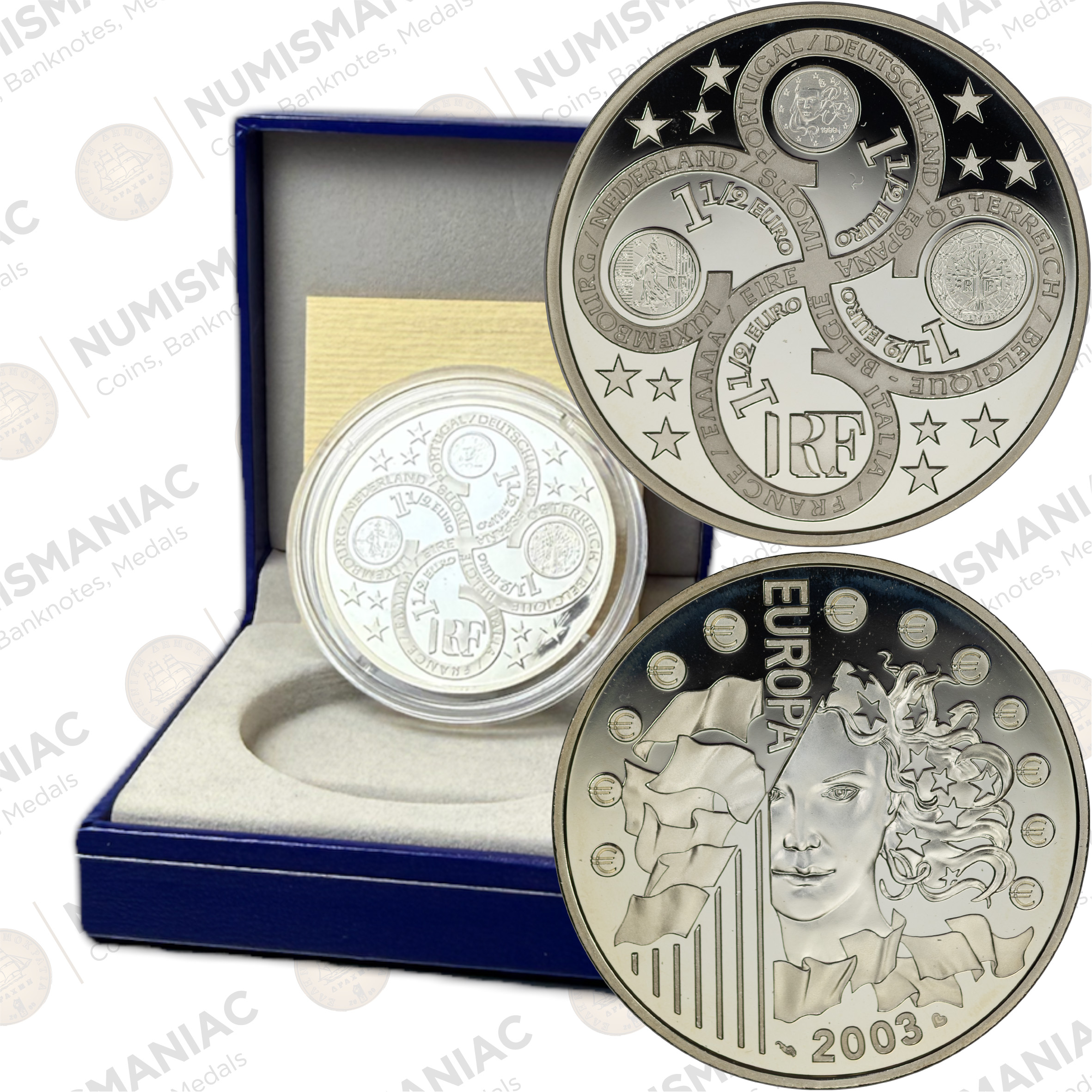 France 🇫🇷 2003 1.5 Euro Silver Proof Coin – Limited Edition Collector Issue (Ag / 22.2gr/ .900).