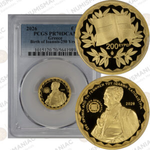 Greece 🇬🇷 2026 Gold Coin € 200 "250 Years from the Birth of Ioannis Kapodistrias" PCGS 🔝 PR70DCAM 🔝.