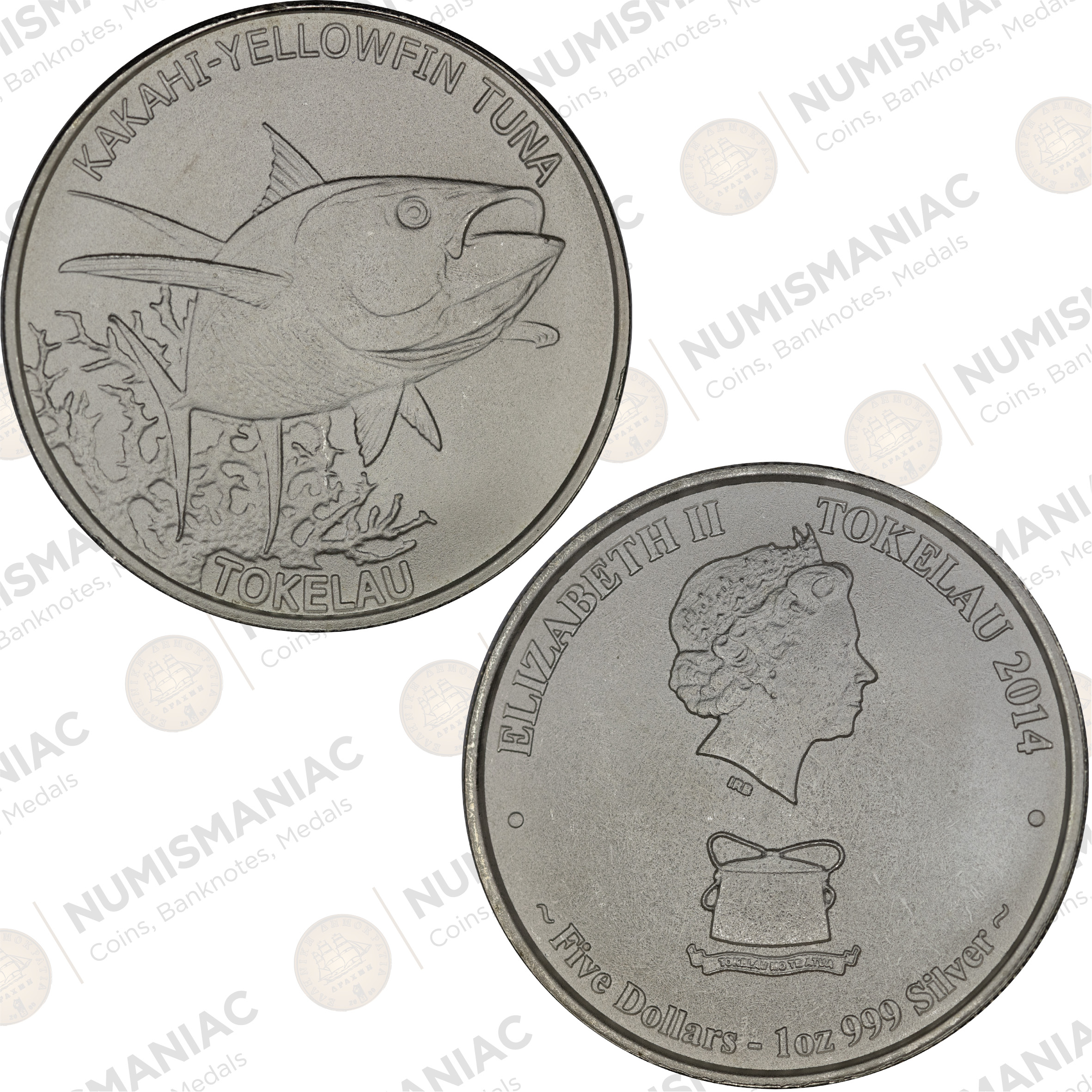 Tokelau 🇹🇰 2014 1 oz Silver Kakahi-Yellowfin Tuna Coin – .999 Fine Silver Bullion Series