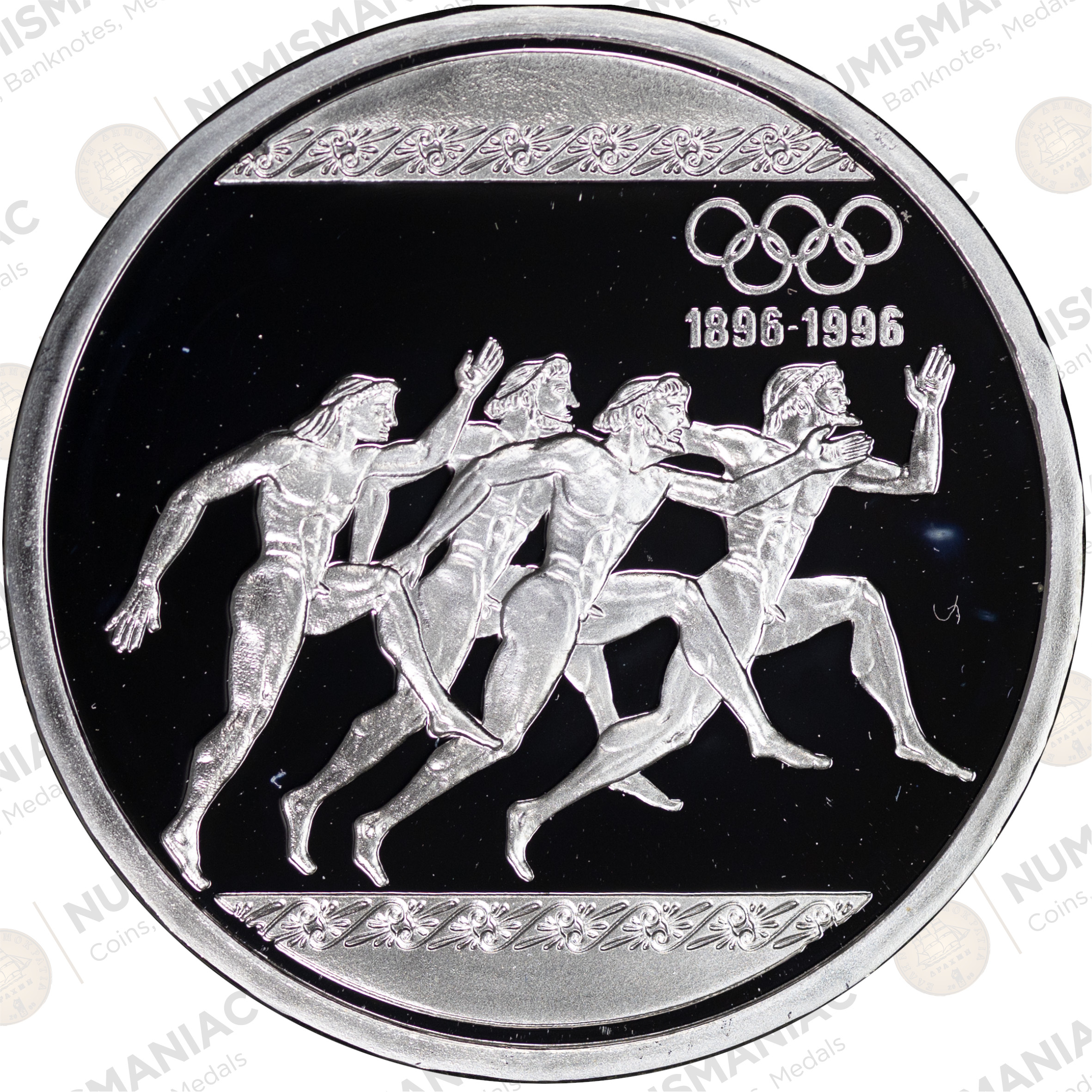 Greece 🇬🇷 1996 1000 Drachmai Silver Proof Coin – 1896–1996 Olympic Games – (Ag / 33.63gr/ .925). - Image 3