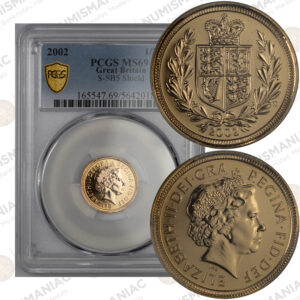 United Kingdom 🇬🇧 2002 ½ Sovereign Gold Coin – Golden Jubilee PCGS MS69 Top Grade – (AU / 3.99gr/ .917).
