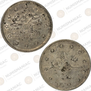 Ottoman Empire 🇹🇷 1910 (1327/2) 2 Kurus Mehmed V KM#749 - (Ag/ 2.4gr /.830).