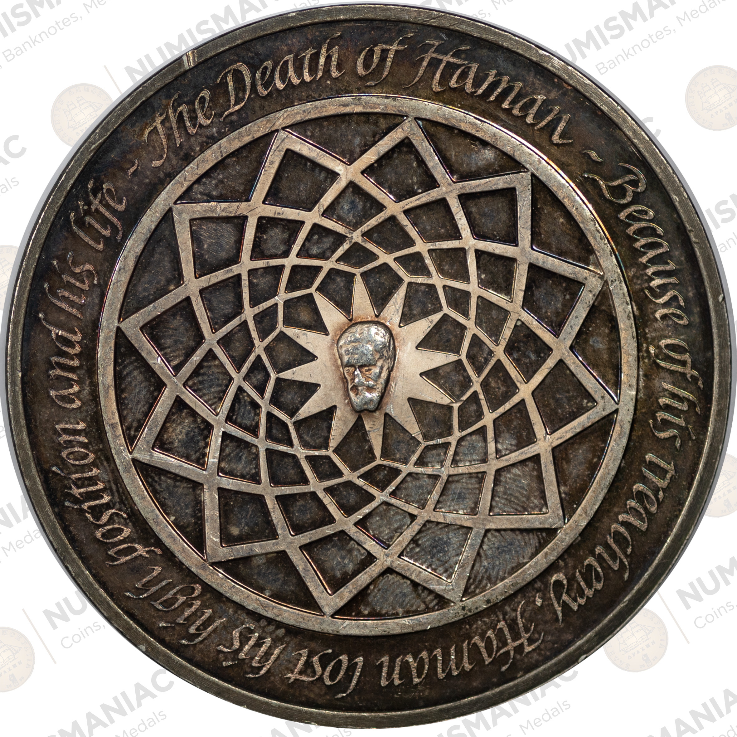 USA 🇺🇸 1970 Franklin Mint Silver Medal - Michelangelo “The Death of Haman.” -(Ag/ 42,07gr /.925). - Image 3