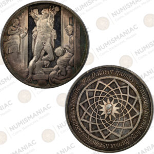 USA 🇺🇸 1970 Franklin Mint Silver Medal - Michelangelo “The Death of Haman.” -(Ag/ 42,07gr /.925).