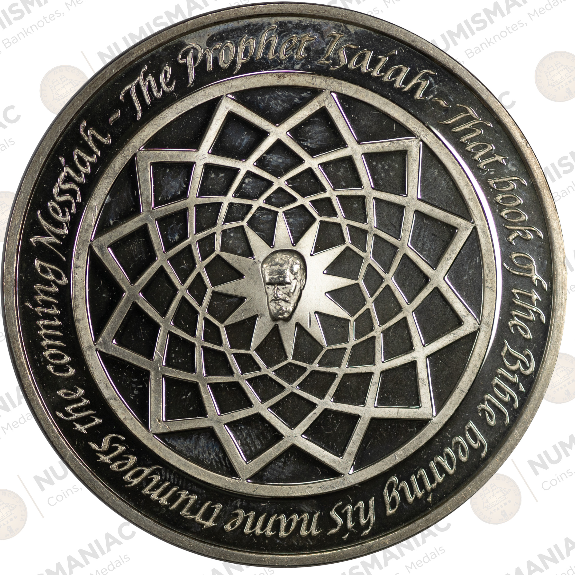 USA 🇺🇸 1970 Franklin Mint Silver Medal - Michelangelo “The Prophet Isaiah”. -(Ag/ 39gr /.925). - Image 3