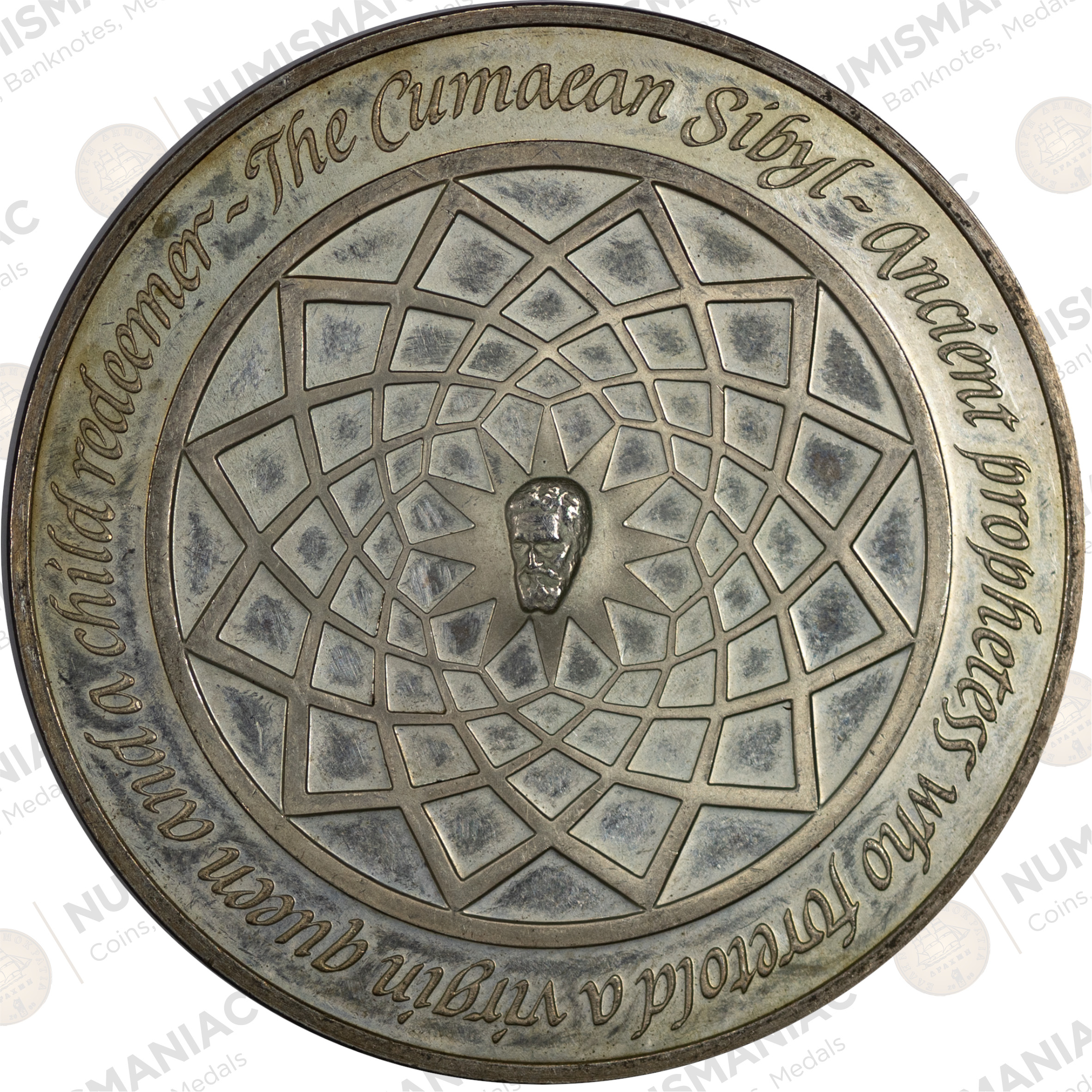 USA 🇺🇸 1970 Franklin Mint Silver Medal - Michelangelo “The Cumaean Sibyl”. (Ag/ 39,23gr /.925). - Image 3