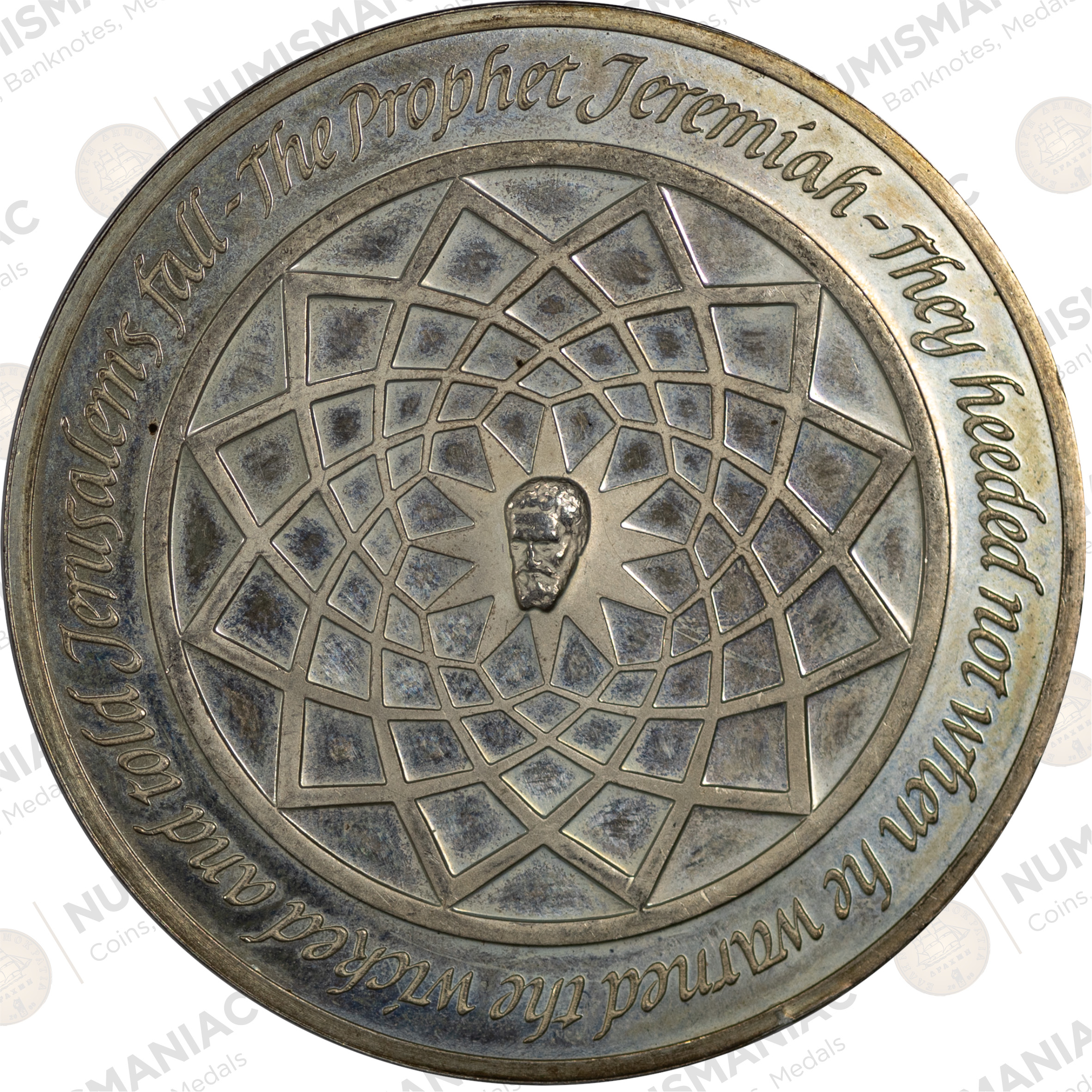 USA 🇺🇸 1970 Franklin Mint Silver Medal - Michelangelo “The Prophet Jeremiah”. (Ag/ 41,08gr /.925). - Image 3
