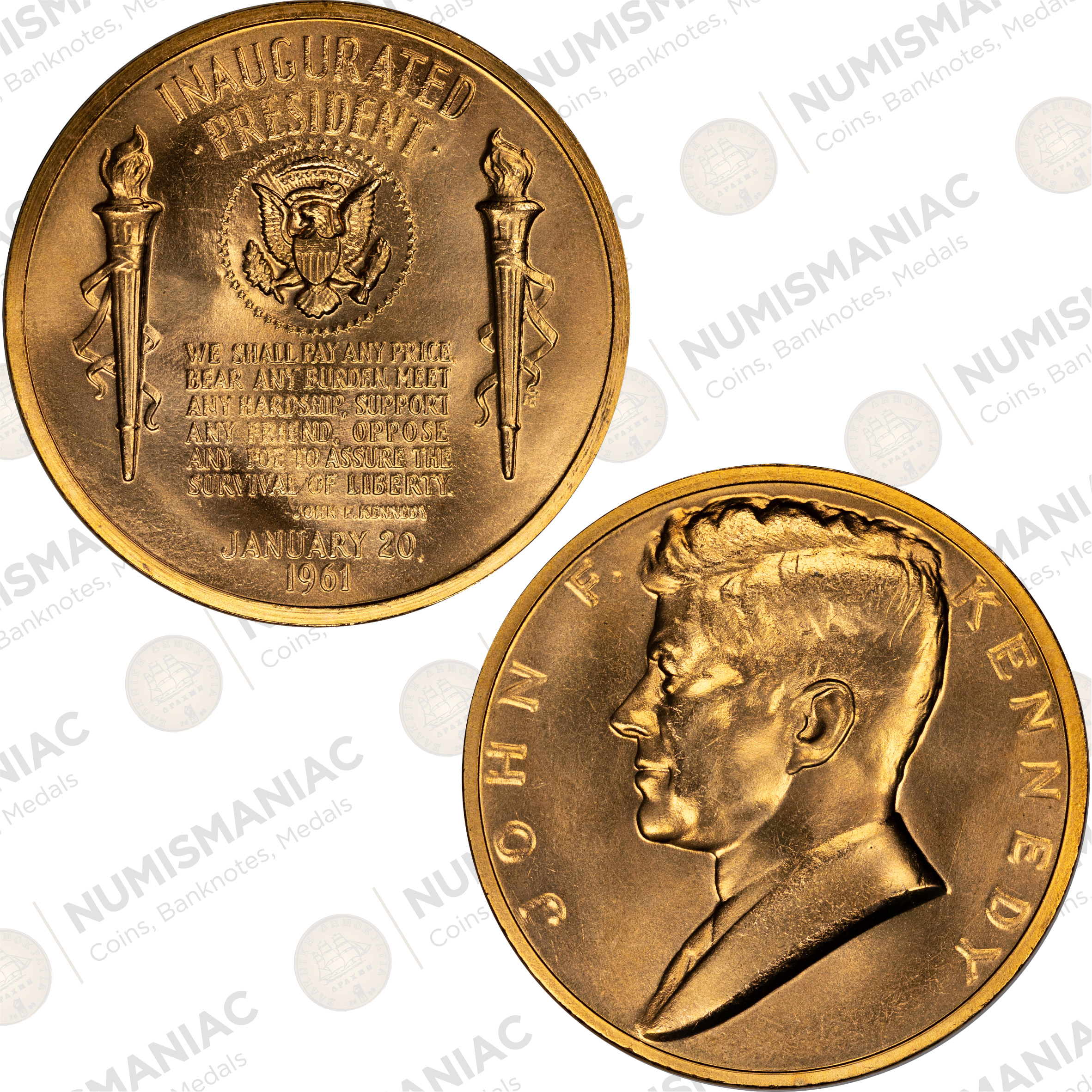 USA πΊπΈ John F. Kennedy 35mm Bronze Medal β 1961 Presidential Inauguration Design.