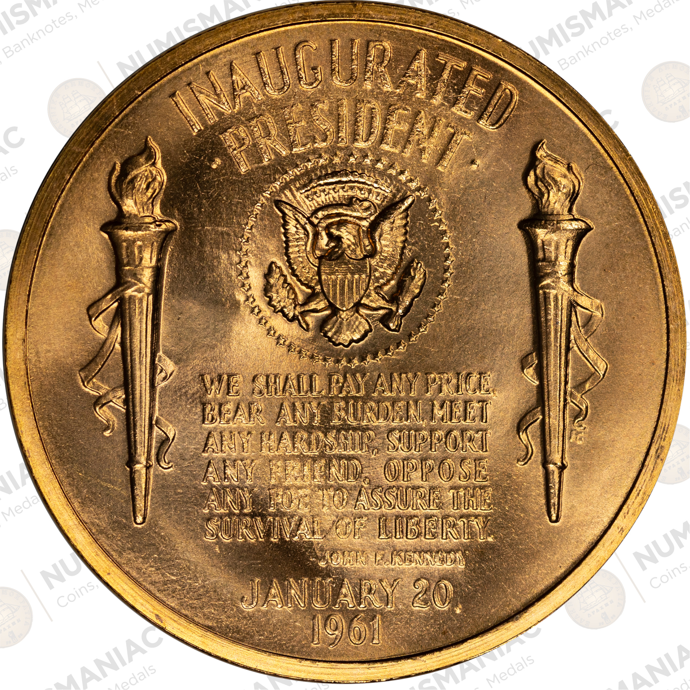 USA πΊπΈ John F. Kennedy 35mm Bronze Medal β 1961 Presidential Inauguration Design. - Image 2